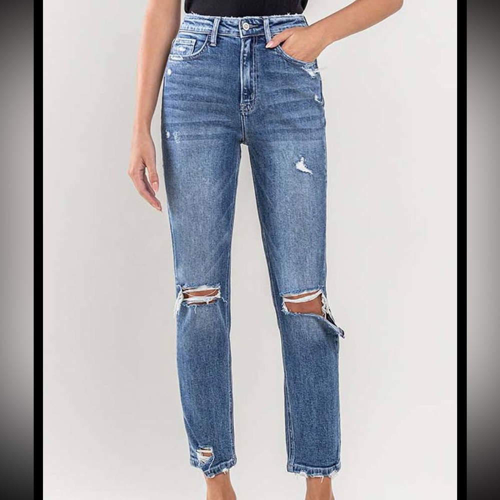 Flying Monkey Blue Ripped Straight Leg Jeans